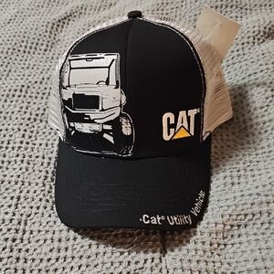 CAT Caterpillar Utility Vehicle Trucker Hat NWT Black Mesh Snapback